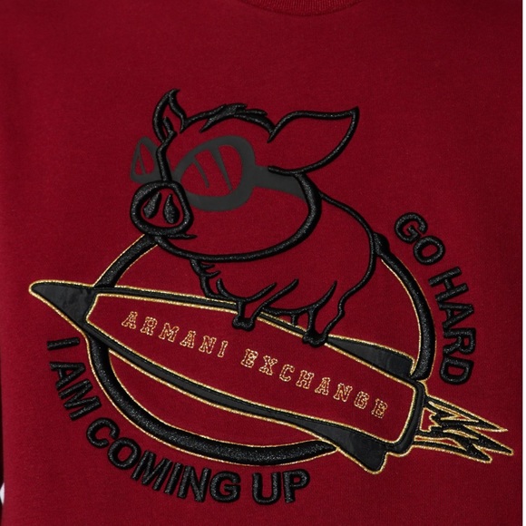 Armani Exchange embroidered red crew sweater - Picture 5 of 15